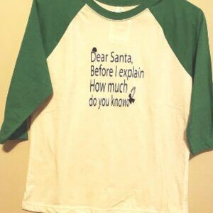 Youth Dear Santa 3quarter sleeve
